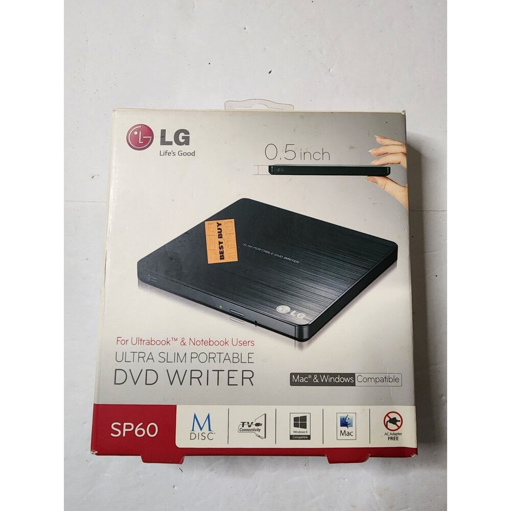 LG Ultra Slim Portable DVD Writer SP60 M-Disc Windows And Mac Compatible